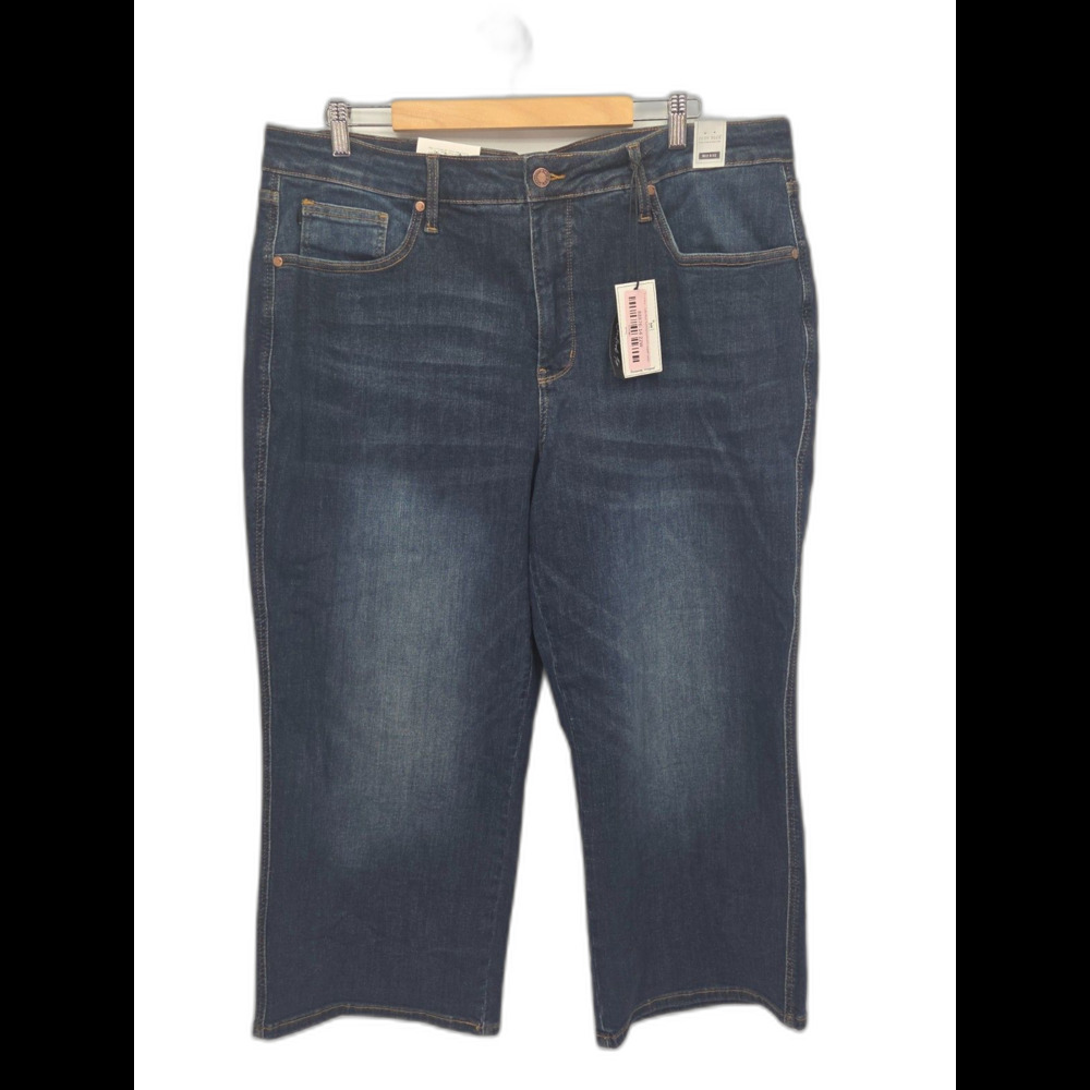 New Judy Blue Jeans Womens 22W Plus Tummy Control Mid Rise Wide Leg Crop